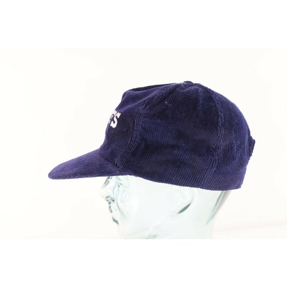 Vintage 90s NFL Dallas Cowboys Football Spell Out Corduroy Snapback Hat Cap Navy - Picture 4 of 8